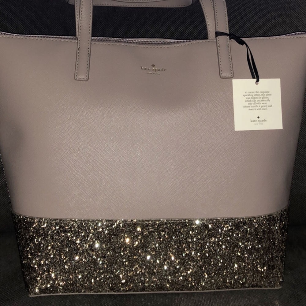 Kate Spade Greta Court Penny Grey Glitter Tote